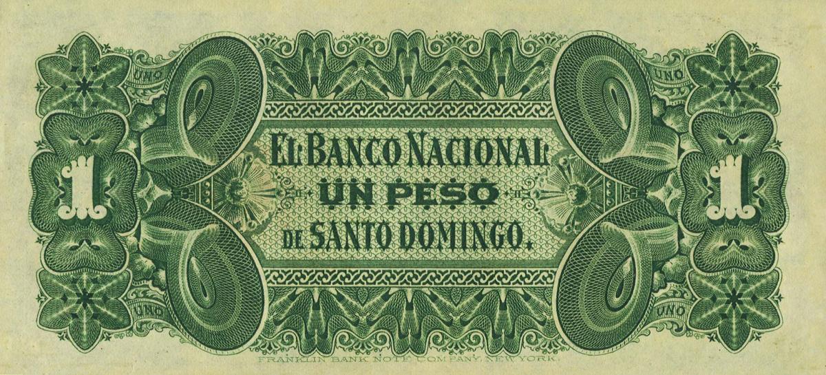 Back of Dominican Republic pS131r: 1 Peso from 1889