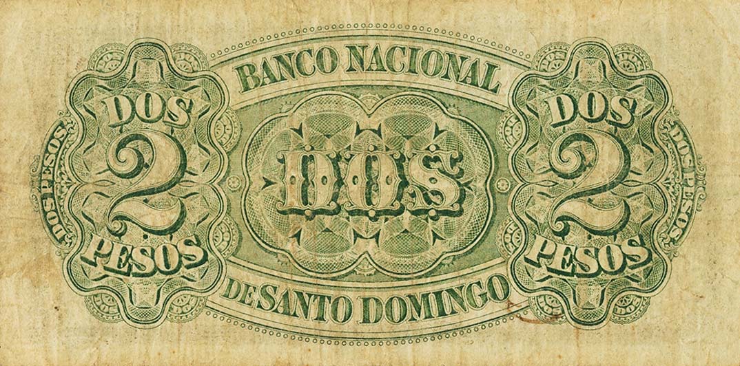 Back of Dominican Republic pS142: 2 Pesos from 1889