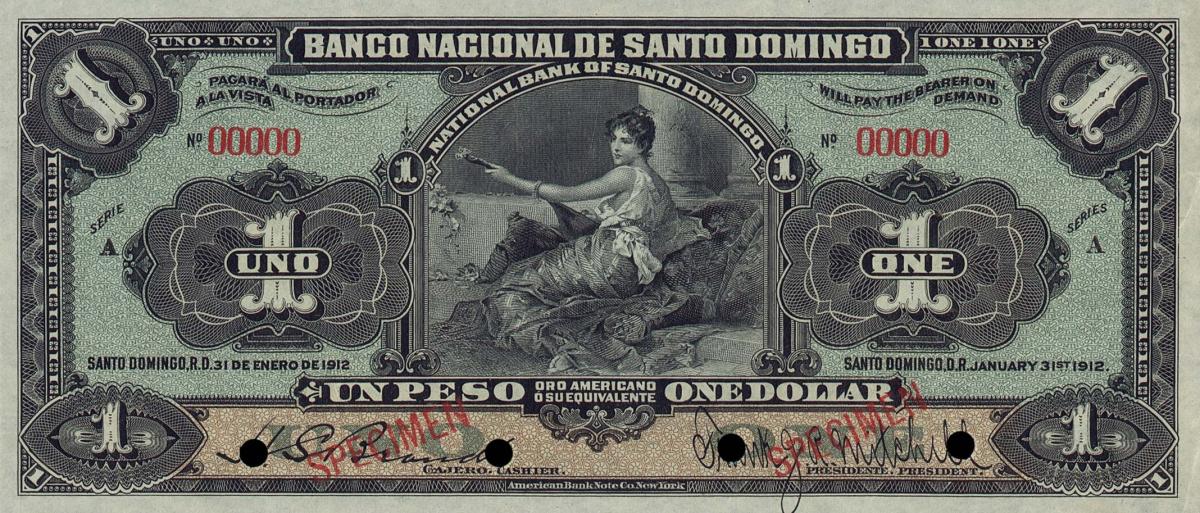 Front of Dominican Republic pS151s: 1 Peso from 1912