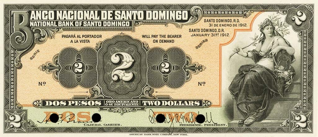 Front of Dominican Republic pS152p: 2 Pesos from 1912