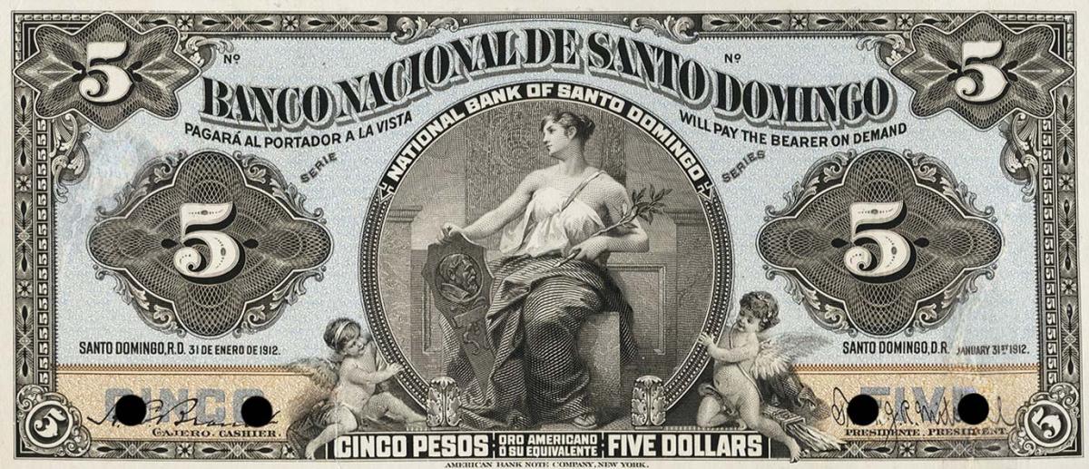 Front of Dominican Republic pS153p: 5 Pesos from 1912