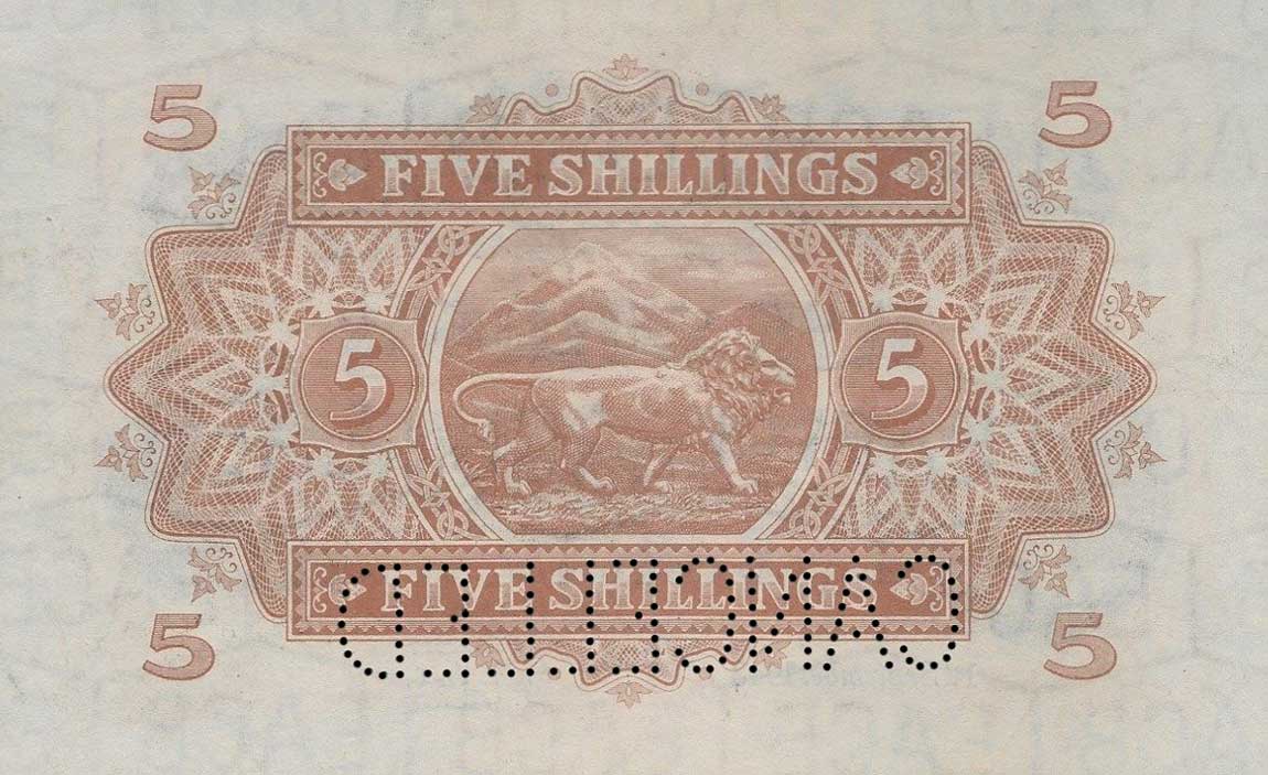 Back of East Africa p28As: 5 Shillings from 1942