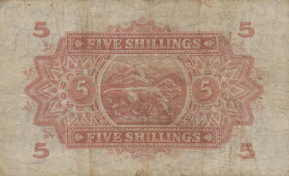 Back of East Africa p28b: 5 Shillings from 1943