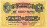 p30a from East Africa: 20 Shillings from 1938