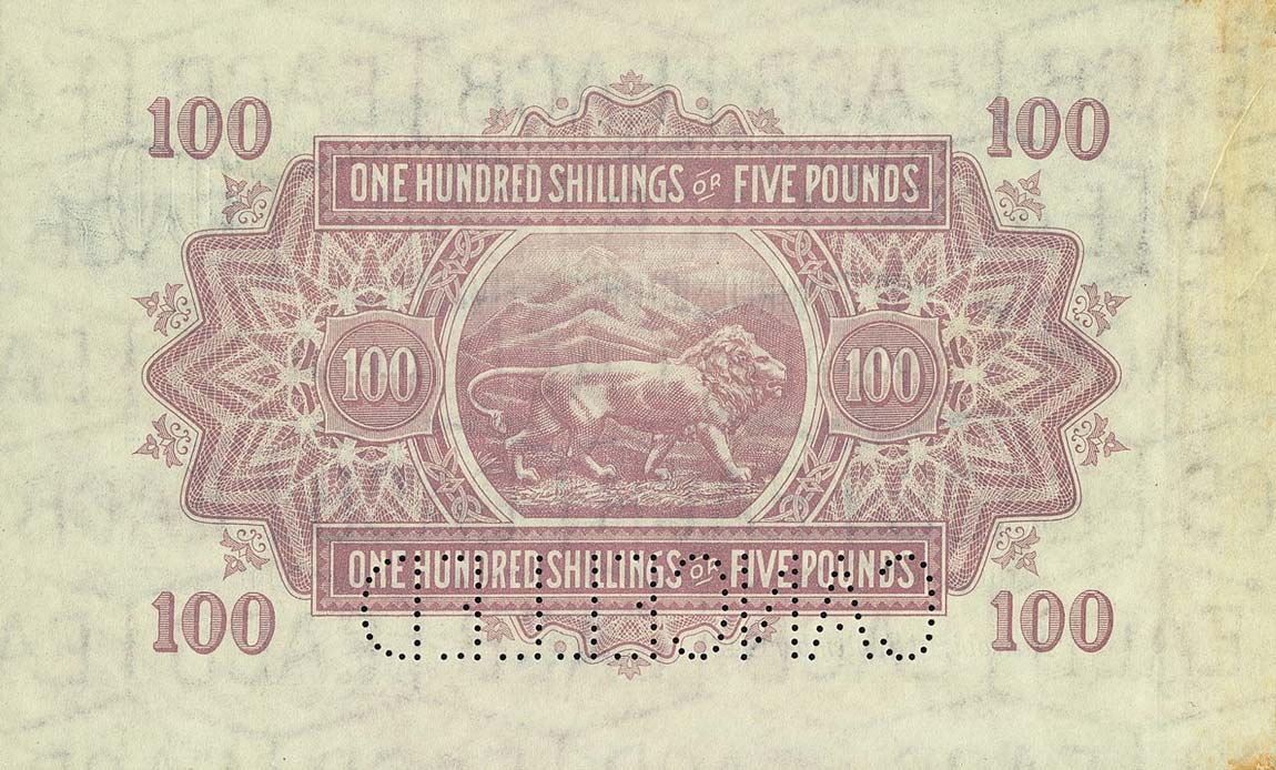 Back of East Africa p31s: 100 Shillings from 1938