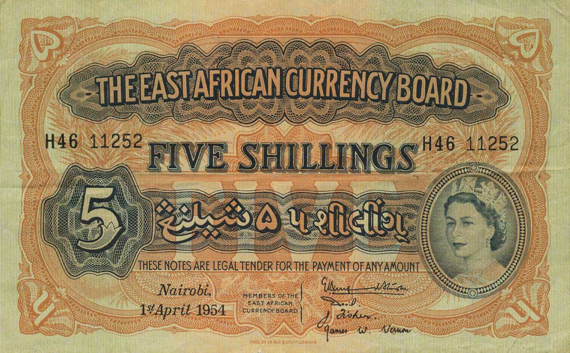 Front of East Africa p33: 5 Shillings from 1953