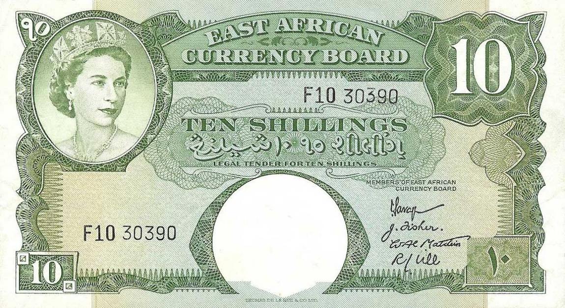 Front of East Africa p38a: 10 Shillings from 1958