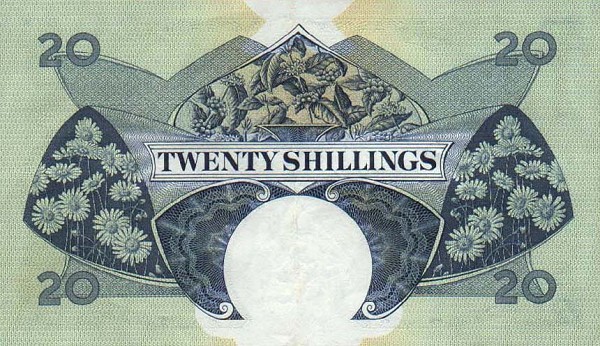 Back of East Africa p39a: 20 Shillings from 1958