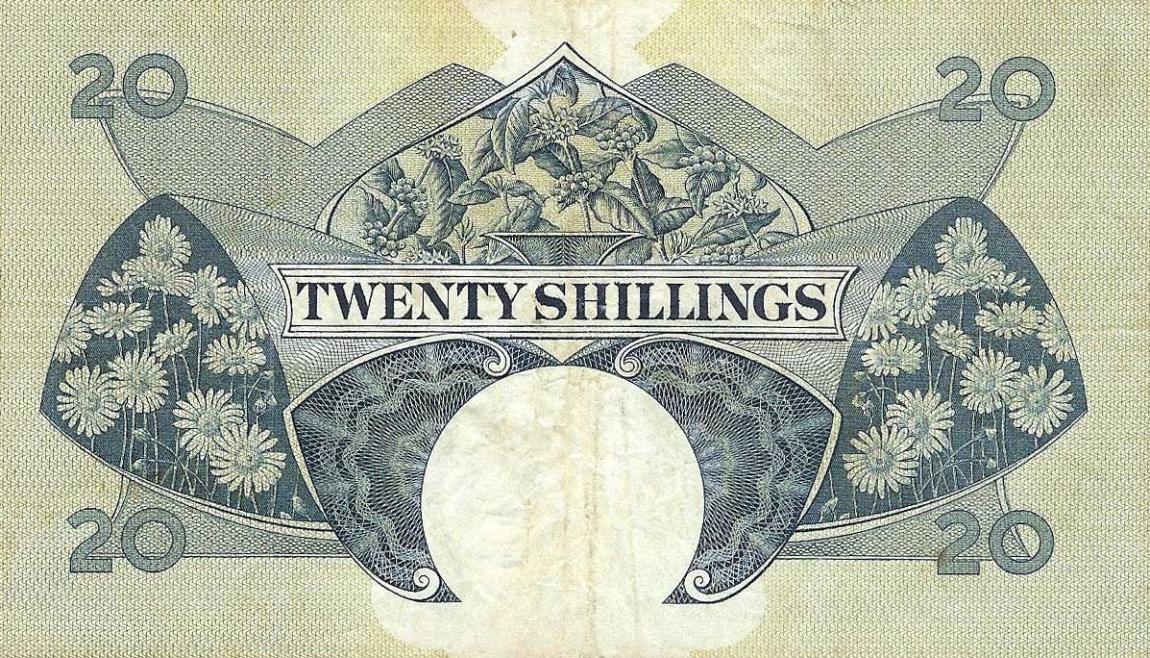 Back of East Africa p43a: 20 Shillings from 1961