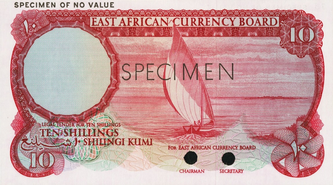 Front of East Africa p46ct: 10 Shillings from 1964