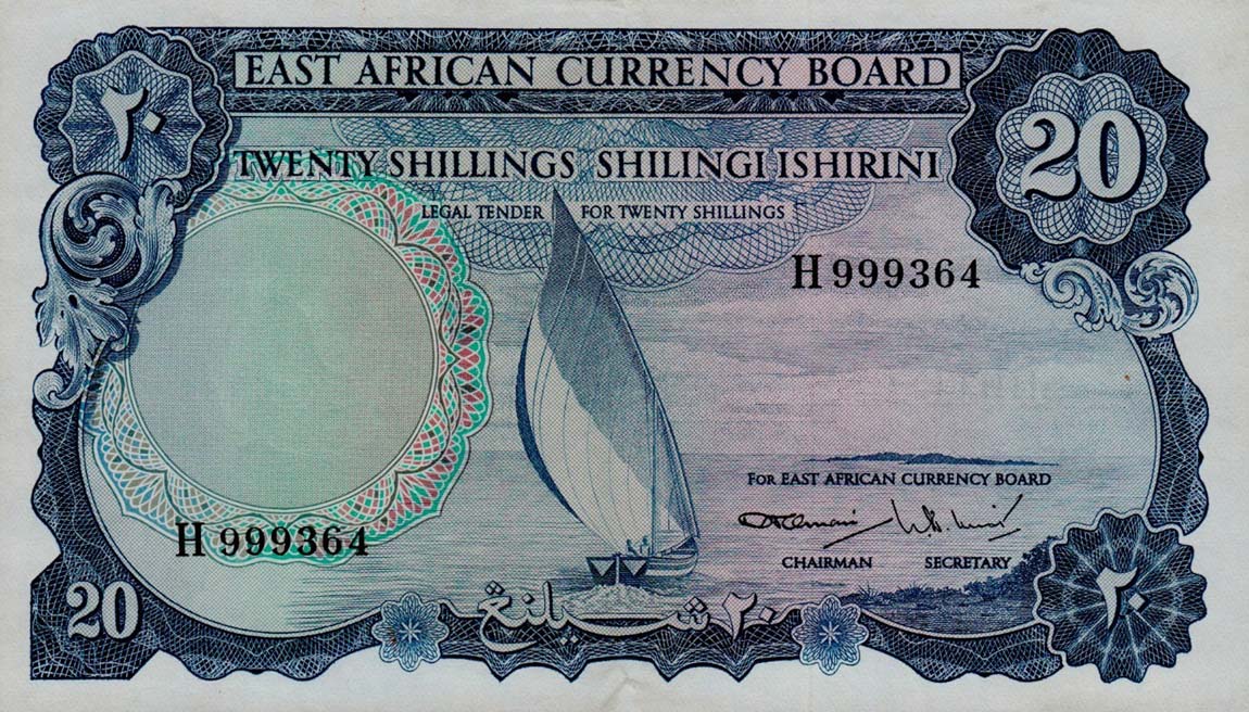 Front of East Africa p47a: 20 Shillings from 1964