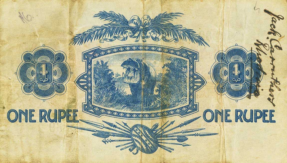 Back of East Africa p7a: 1 Rupee from 1920