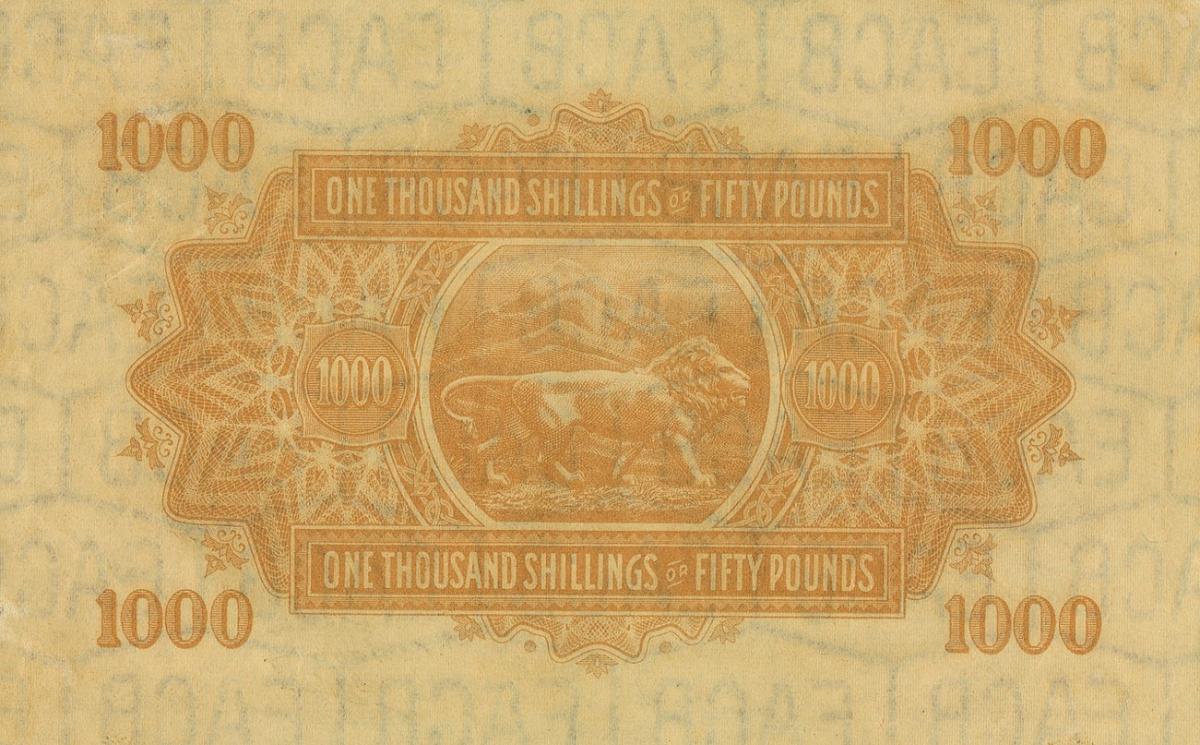 Back of East Africa p18: 1000 Shillings from 1921