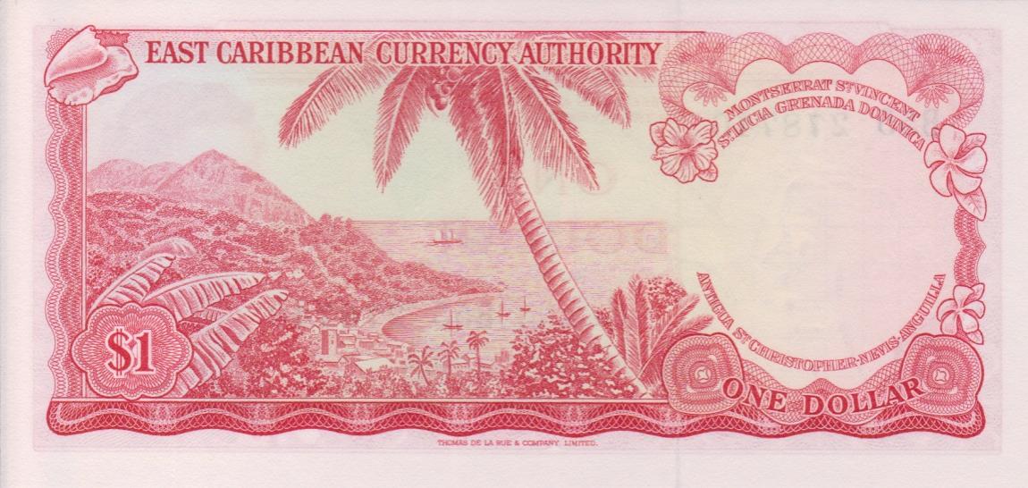 Back of East Caribbean States p13e: 1 Dollar from 1965