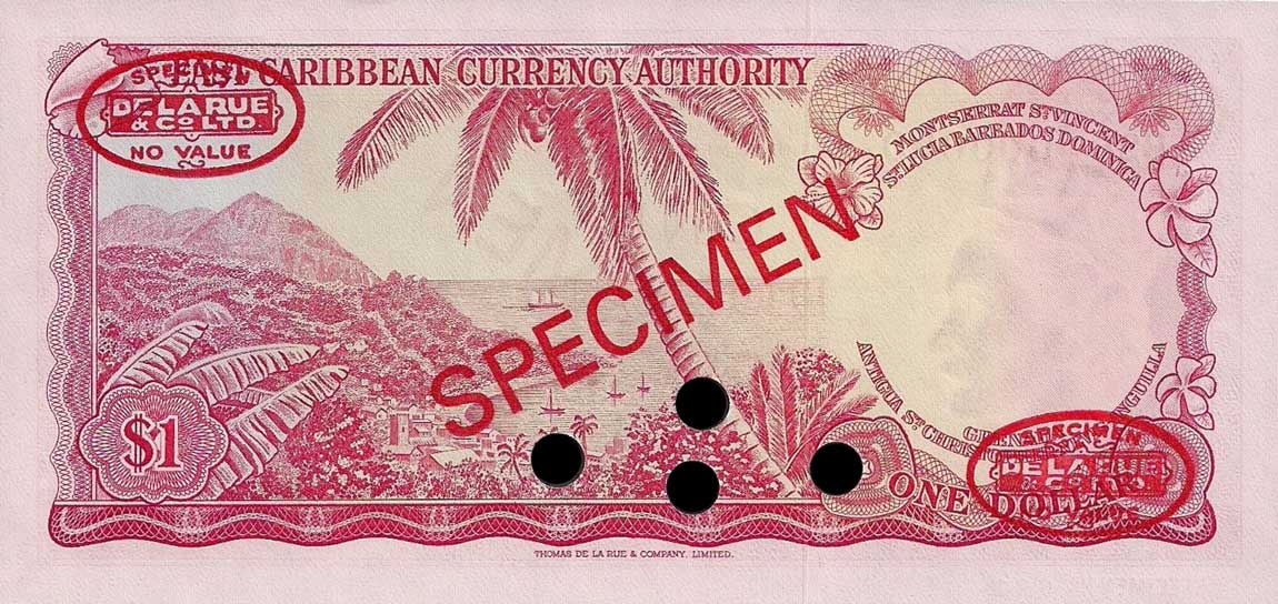 Back of East Caribbean States p13s: 1 Dollar from 1965