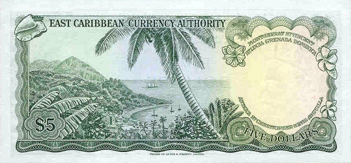 Back of East Caribbean States p14o: 5 Dollars from 1965