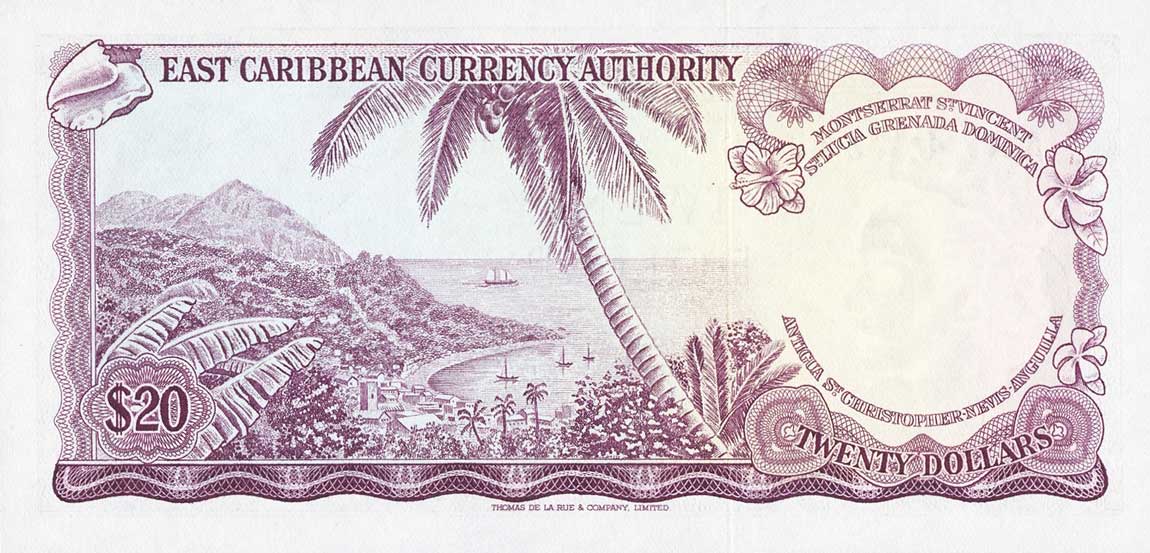 Back of East Caribbean States p15o: 20 Dollars from 1965