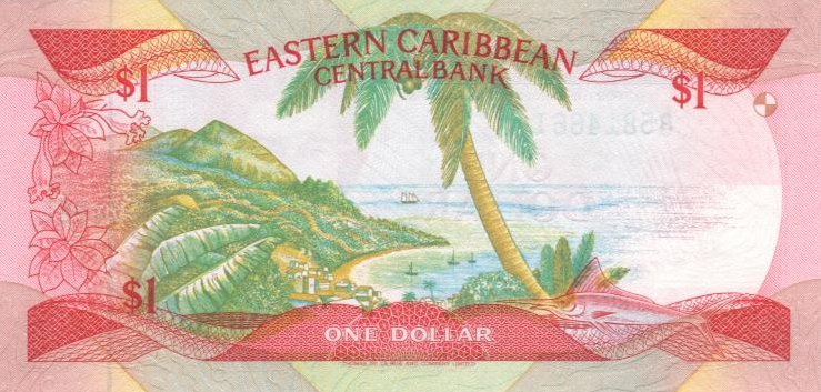 Back of East Caribbean States p17l: 1 Dollar from 1985