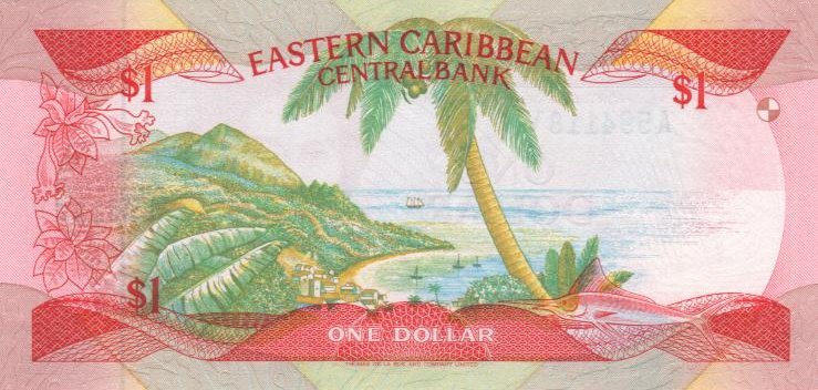 Back of East Caribbean States p17v: 1 Dollar from 1985