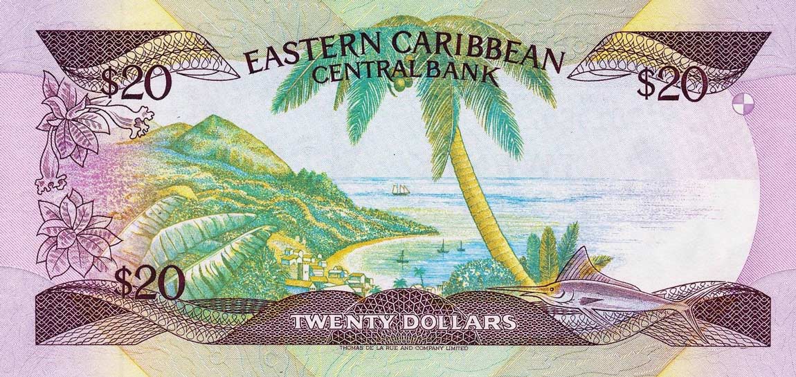 Back of East Caribbean States p19g: 20 Dollars from 1987