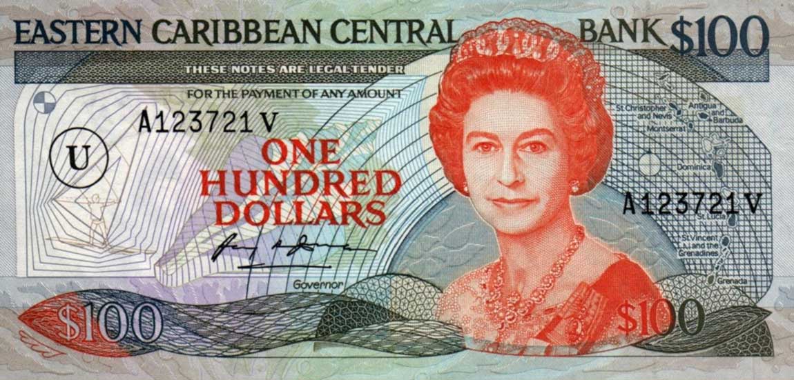 Front of East Caribbean States p20u: 100 Dollars from 1986