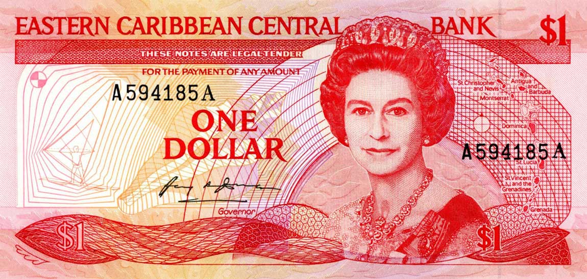 Front of East Caribbean States p21a: 1 Dollar from 1988