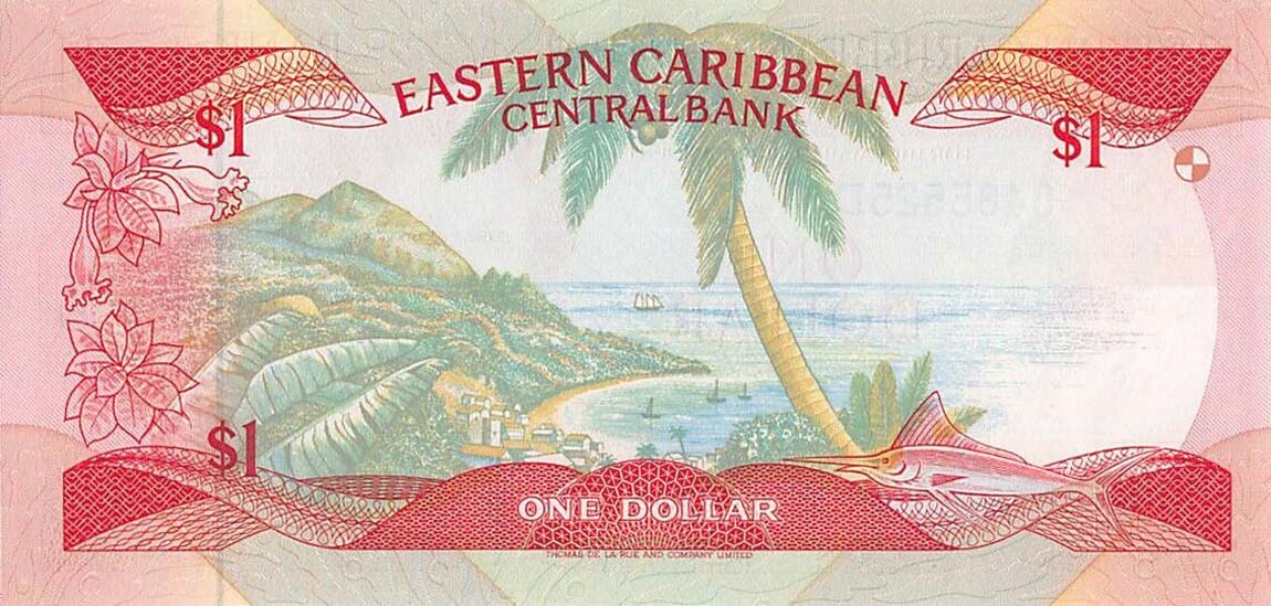 Back of East Caribbean States p21d: 1 Dollar from 1988