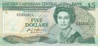 p22l1 from East Caribbean States: 5 Dollars from 1988