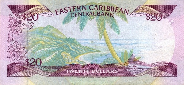 Back of East Caribbean States p24v: 20 Dollars from 1988