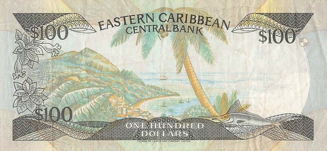 Back of East Caribbean States p25l2: 100 Dollars from 1988