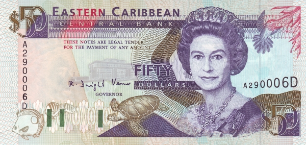 Front of East Caribbean States p29d: 50 Dollars from 1993