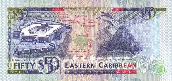 Back of East Caribbean States p29l: 50 Dollars from 1993