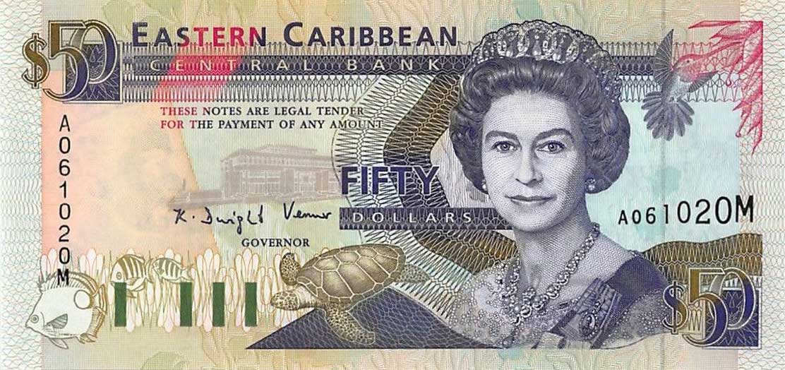 Front of East Caribbean States p29m: 50 Dollars from 1993