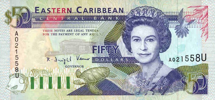 Front of East Caribbean States p29u: 50 Dollars from 1993