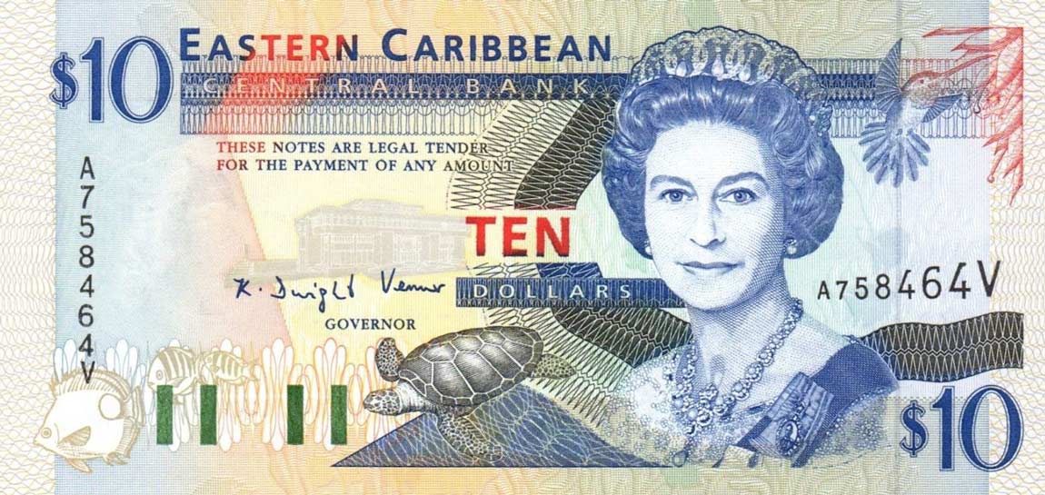 Front of East Caribbean States p32v: 10 Dollars from 1994