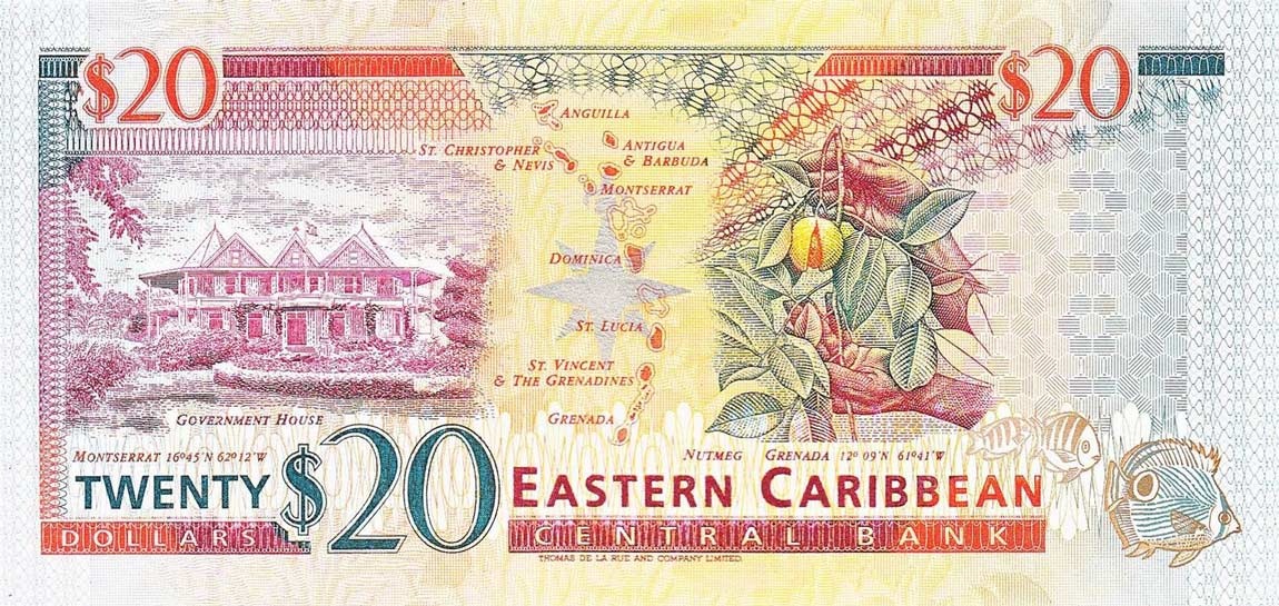 Back of East Caribbean States p33a: 20 Dollars from 1994