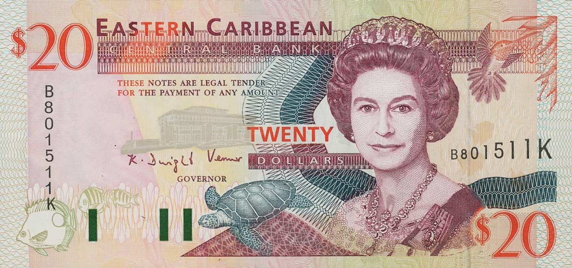 Front of East Caribbean States p33k: 20 Dollars from 1994