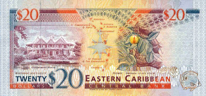 Back of East Caribbean States p33m: 20 Dollars from 1994