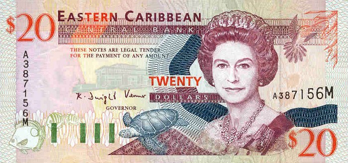 Front of East Caribbean States p33m: 20 Dollars from 1994