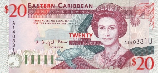 Front of East Caribbean States p33u: 20 Dollars from 1994