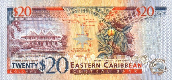 Back of East Caribbean States p33v: 20 Dollars from 1994