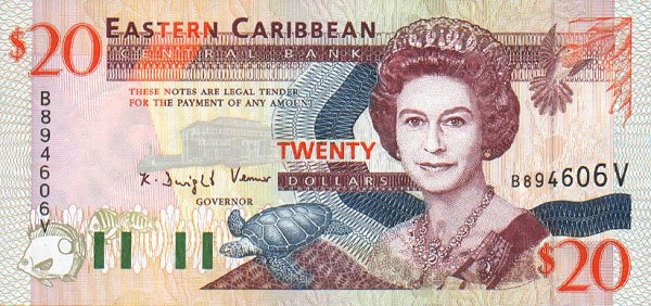 Front of East Caribbean States p33v: 20 Dollars from 1994