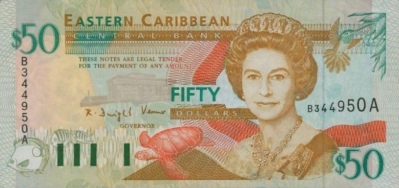 Front of East Caribbean States p34a: 50 Dollars from 1994