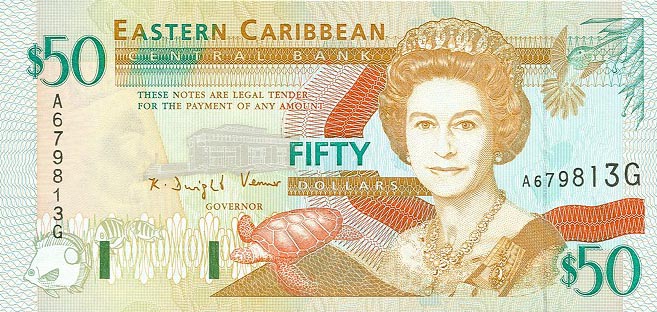 Front of East Caribbean States p34g: 50 Dollars from 1994