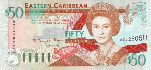 Front of East Caribbean States p34u: 50 Dollars from 1994