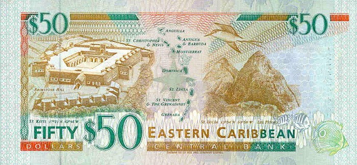 Back of East Caribbean States p34v: 50 Dollars from 1994