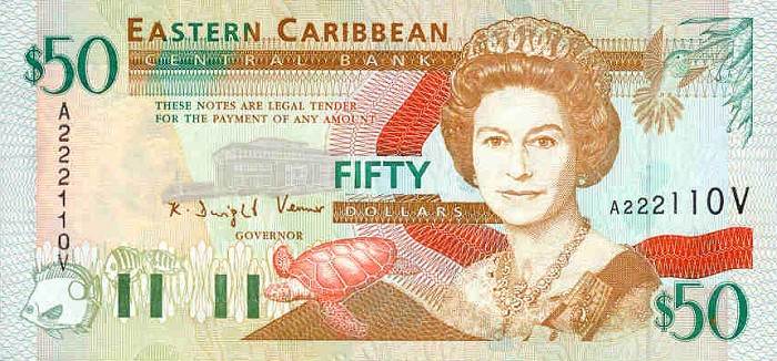 Front of East Caribbean States p34v: 50 Dollars from 1994