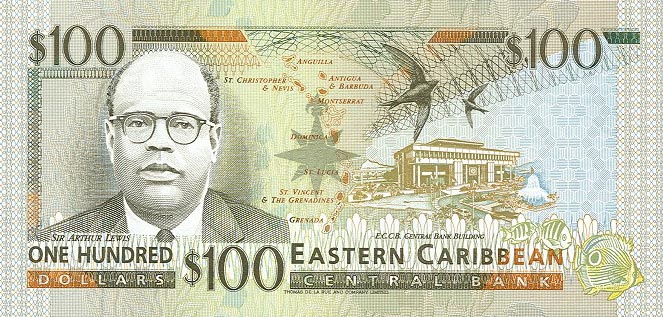 Back of East Caribbean States p35g: 100 Dollars from 1994