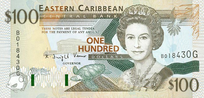 Front of East Caribbean States p35g: 100 Dollars from 1994