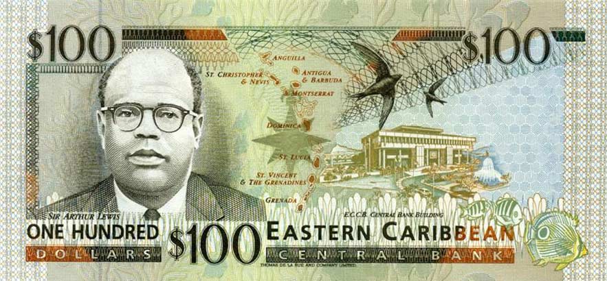 Back of East Caribbean States p35k: 100 Dollars from 1994